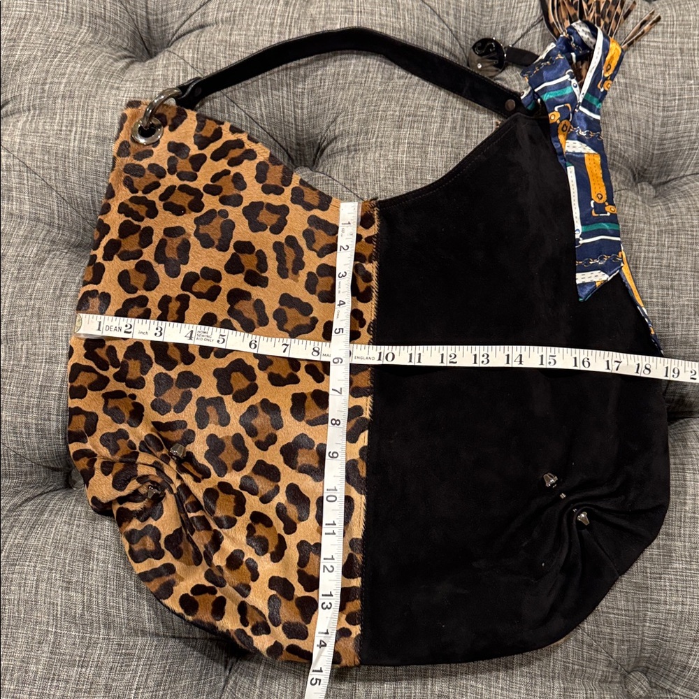 Stuart Weitzman Bag Calf Hair Leopard Print and Black Suede Large Hobo - Picture 17 of 17